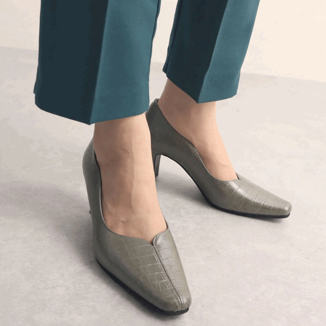 6.5cm leather design high heels
