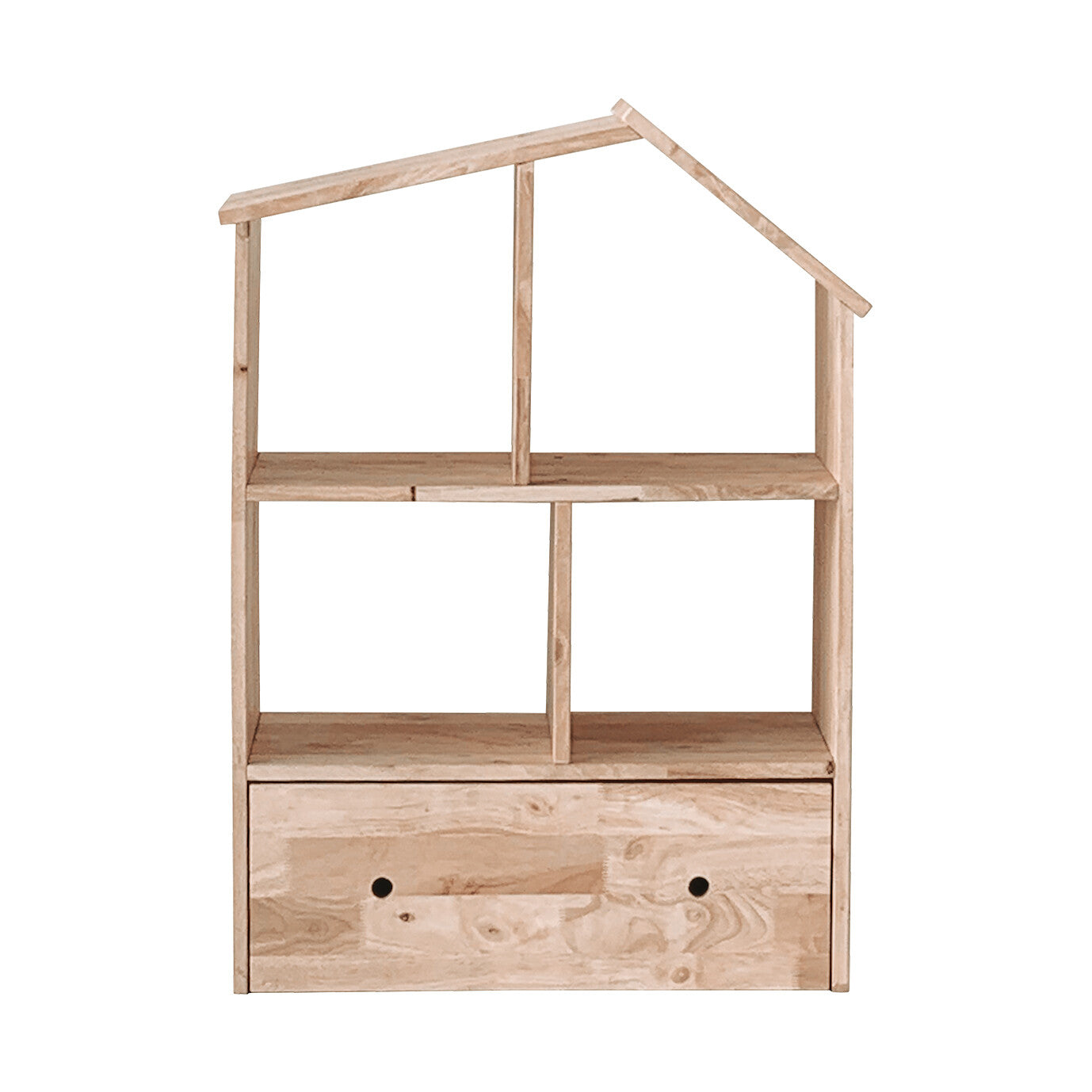 Natural wood assembled shelves
